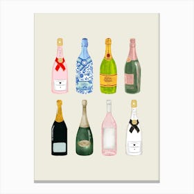 Champagne Bottles Tan Canvas Print