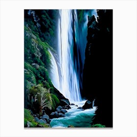 Sutherland Falls, New Zealand Nat Viga Style (1) Canvas Print