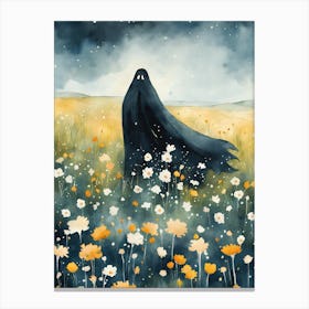 Sheet Ghost In A Field Of Flowers Painting (38) Canvas Print