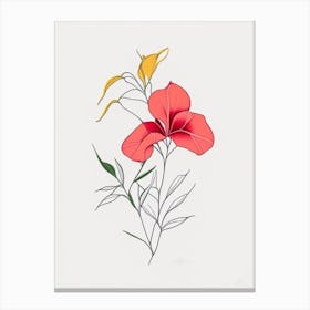 Mandevilla Floral Minimal Line Drawing 1 Flower Canvas Print
