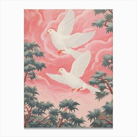 Vintage Japanese Inspired Bird Print Cowbird 3 Canvas Print