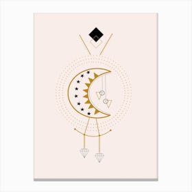 Moon And Diamonds In A Geometric Composition Canvas Print