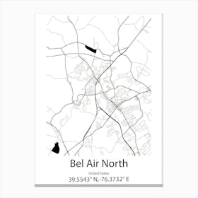 Bel Air,United States Minimalist Map Canvas Print