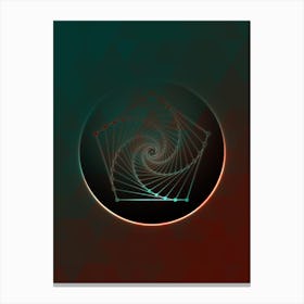Geometric Neon Glyph on Jewel Tone Triangle Pattern 385 Canvas Print