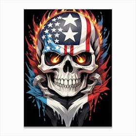 American Flag Floral Face Evil Death Skull (9) Canvas Print