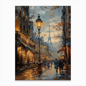 Paris at Dusk | Beautiful Evening Landscape Scenery Painting | Contemporary Art Print for Feature Wall | Vibrant Beautiful Wall Decor Cityscape in HD Canvas Print