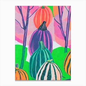 Kabocha Squash 2 Risograph Retro Poster vegetable Canvas Print