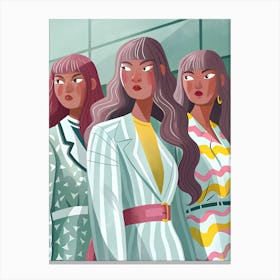 Women Girls Group Gang Friends, Formal Fashion Illustration Lienzos