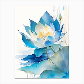 Blue Lotus Storybook Watercolour 1 Canvas Print
