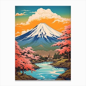 Mount Fuji Japan 3 Vintage Travel Illustration Canvas Print