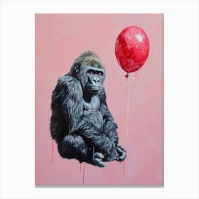 Cute Gorilla 2 With Balloon Canvas Print