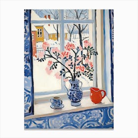 The Windowsill Of Helsinki   Finland Snow Inspired By Matisse 3 Canvas Print