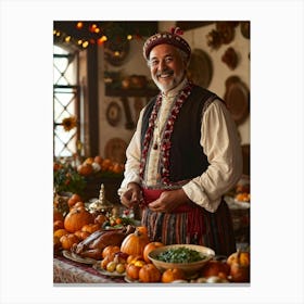 A Jovial Pilgrim Adorned With Traditional Dress From The New World An Adoring Smile Complementing (7) Canvas Print