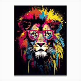 Lion With Glasses Canvas Print