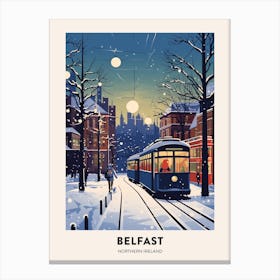 Winter Night  Travel Poster Belfast Northern Ireland 4 Canvas Print