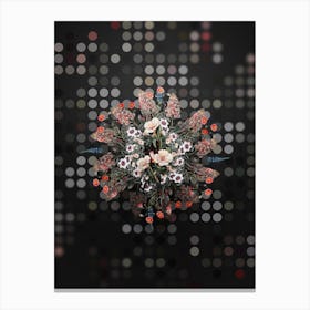 Vintage Wine Stained Godetia Floral Wreath on Dot Bokeh Pattern n.0073 Canvas Print