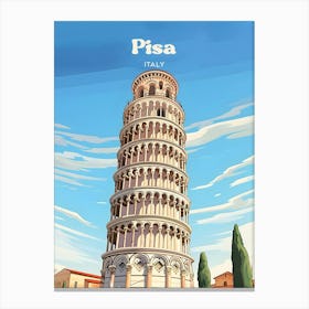 Pisa Italy Leaning Tower Modern Travel Illustration Canvas Print