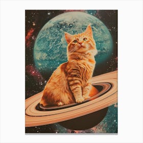 Cat On Saturn Canvas Print