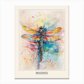 Dragonfly Colourful Watercolour 3 Poster Canvas Print