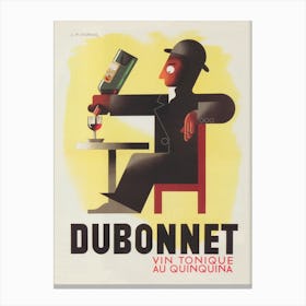 Dubonnet Liquor, Bar Cart Decor, Vintage Beverage Poster Canvas Print