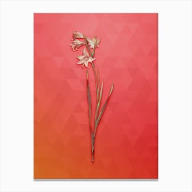 Vintage Painted Lady Botanical Art on Fiery Red Canvas Print