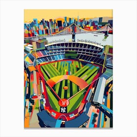 Yankee Stadium New York Colourful Silkscreen Illustration 2 Canvas Print