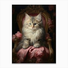Cat In Medieval Robes Rococo Style  9 Canvas Print