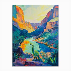 Dinosaur In The Canyon Painting 1 Canvas Print