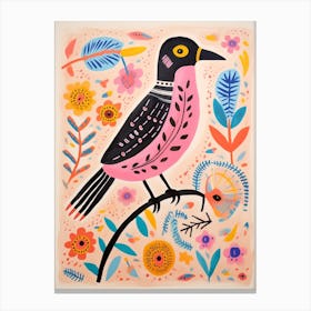 Pink Scandi Bird 2 Canvas Print