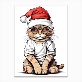 Cat Christmas Hat Canvas Print