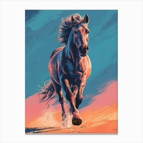 Horse Running In The Desert Canvas Print