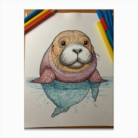 Seal Coloring Page Canvas Print