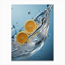 Water Splashing With Lemons Canvas Print