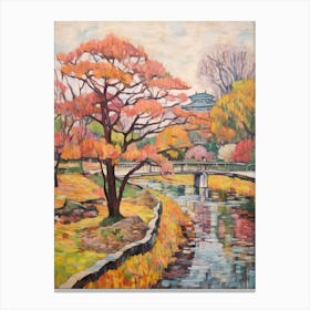 Autumn Gardens Painting Hamarikyu Gardens Japan 3 Canvas Print