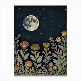 Moon And Flowers Style William Morris 33 Canvas Print