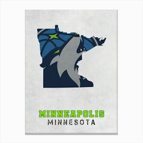 Minnesota Timberwolves Minneapolis Minnesota State Map Canvas Print