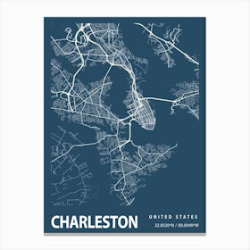 Charleston Blueprint City Map 1 Canvas Print