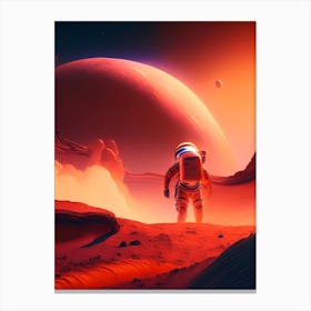 Astronaut Landing On Mars Neon Nights 4 Canvas Print