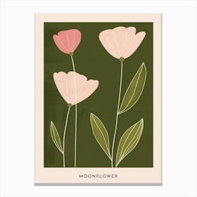 Pink & Green Moonflower 3 Flower Poster Canvas Print