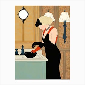 Woman Washing Her Hands Canvas Print