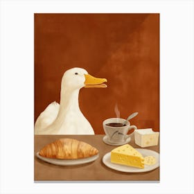 Duck And Croissants Canvas Print