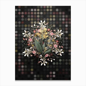 Vintage Water Canna Flower Wreath on Dot Bokeh Pattern n.0800 Canvas Print