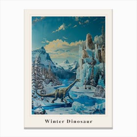 Dinosaur In An Icy Landscape Painting 2 Poster Canvas Print