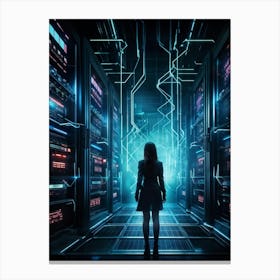 Futuristic Cyber Security Concept High Speed Network Motion Suggestive Of Data Streams Rushing Thro (6) Canvas Print