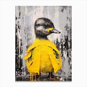 Abstract Painting Duckling In A Yellow Rain Coat Canvas Print