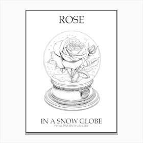 Rose In A Snow Globe Line Drawing 1 Poster Canvas Print