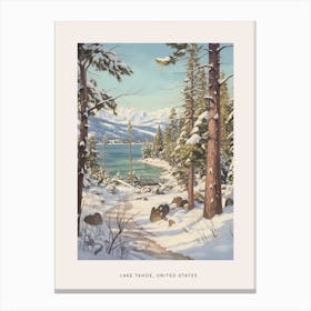 Vintage Winter Poster Lake Tahoe Usa 2 Canvas Print