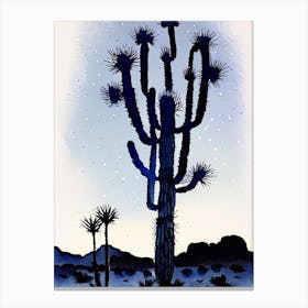Joshua Trees At Night Minimilist Watercolour  Canvas Print