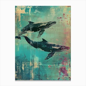 Polaroid Inspired Whales 2 Canvas Print