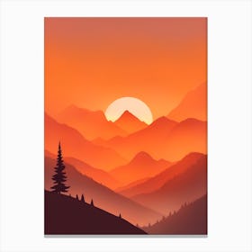 Misty Mountains Vertical Composition In Orange Tone 351 Canvas Print